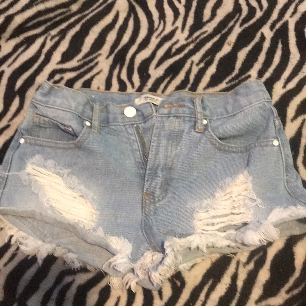 Light denim cut off shorts